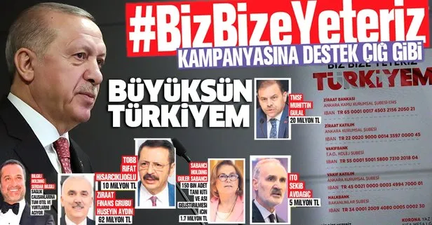 Başkan Erdoğan’ın başlattığı #BizBizeYeteriz kampanyasına destek çığ gibi büyüyor