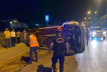 İşçi servisi devrildi: 9 yaralı