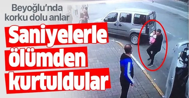 Saniyelerle ölümden kurtuldular! Beyoğlu’nda korku dolu anlar