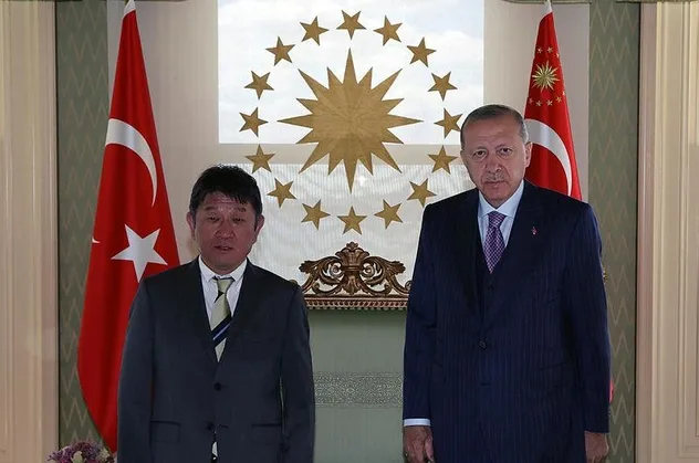 Son dakika: Başkan Erdoğan, Japonya Dışişleri Bakanı Motegi'yi kabul etti