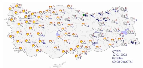 HAVA DURUMU | Meteoroloji haritayı paylaştı tarih verdi! Kuvvetli kar yağışı geliyor | 16-20 Ocak 2022-11