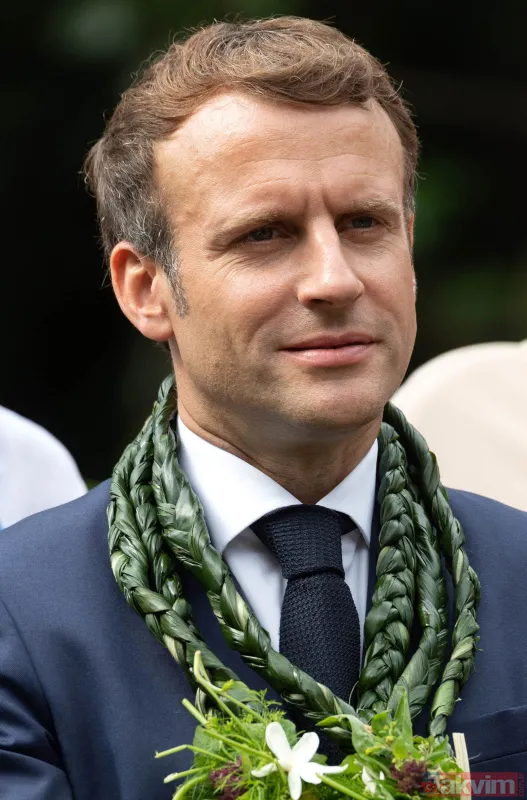 Fransa Cumhurbaşkanı Emmanuel Macron'un Fransız Polinezyası'nda ilginç anları! Boynuna çiçekleri doladılar - 3
