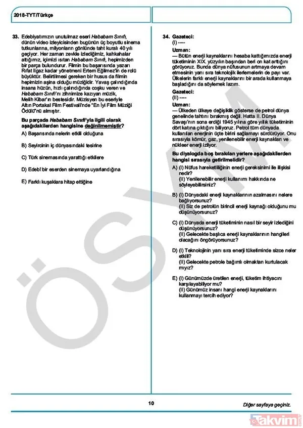 YKS çıkmış sorular ve cevaplar! 2018 YKS çıkmış sorular ve cevap anahtarı - 13