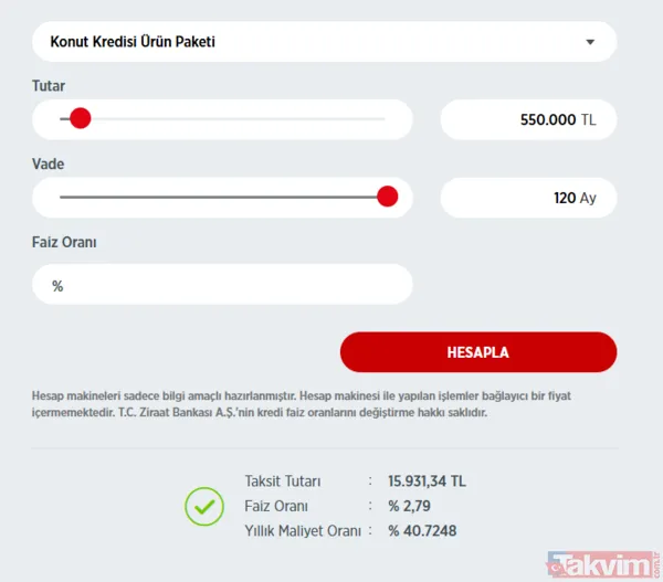 Ziraat Bankası 120 ay vadeli 550.000 TL konut kredisi veriyor - 8