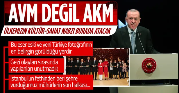 Son dakika: Başkan Erdoğan'dan Yeni AKM'nin (Atatürk Kültür Merkezi) açılışında önemli mesajlar!