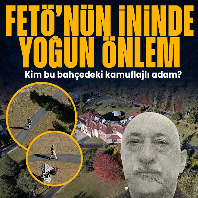 Geberen iblis başı Fetullah Gülenin çiftliğine FETÖ mensupları akın etti! Kim bu bahçedeki kamuflajlı adam?