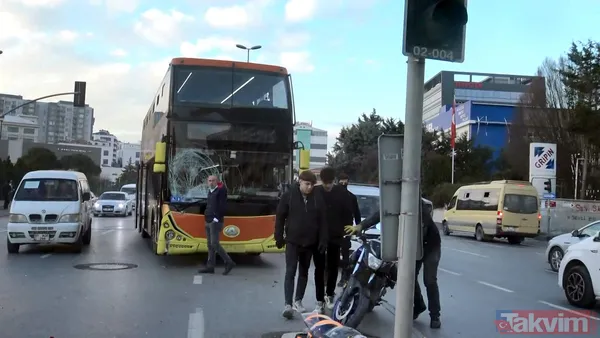 Son dakika haberleri... İETT otobüsü yine kazaya karıştı! 2 katlı İETT otobüsü motosiklete çarptı: 2 yaralı - 6