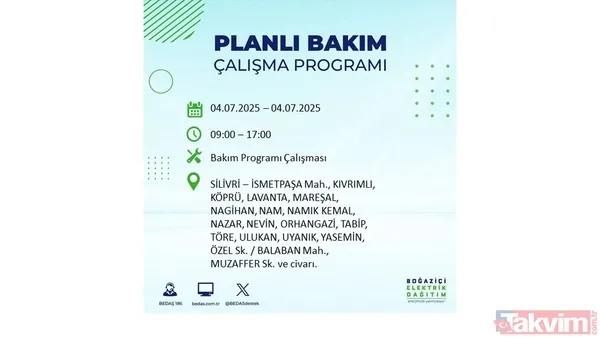 4 Temmuz'da İstanbul'da Elektrik Kesintisi Yaşanacak İlçeler