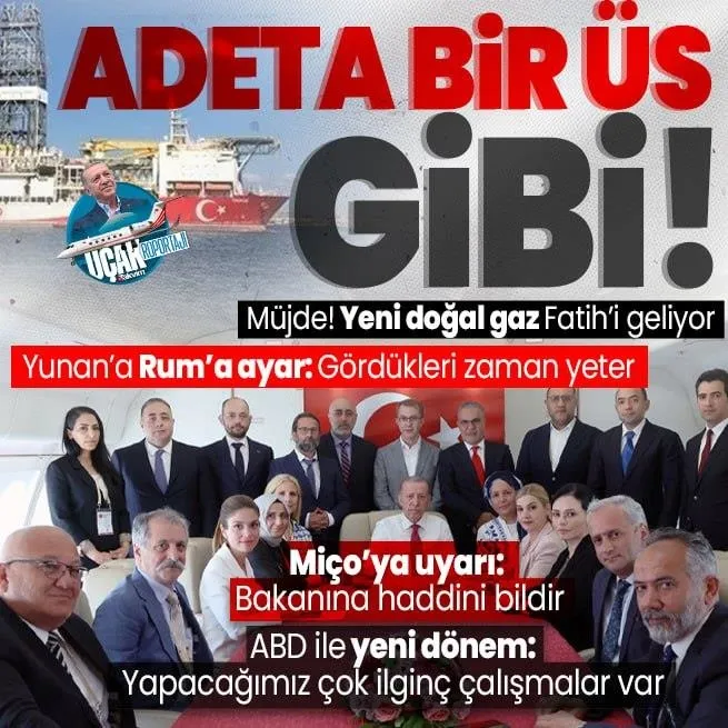 Başkan Erdoğandan KKTC dönüşü doğal gaz gemisi müjdesi: Adeta bir üs gibi | Miçotakise Dendiasa haddini bildir uyarısı