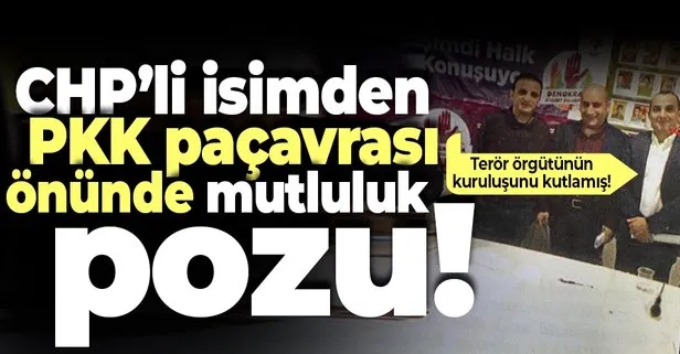 CHP’li Şişli Belediye Başkan Yardımcısı Cihan Yavuz’un PKK paçavrası önünde fotoğrafı ortaya çıktı