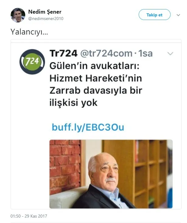 Nedim Şener'den FETO'ya: 'Yalancıyı...'-1