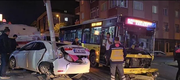 İETT otobüsü ile otomobil çarpıştı