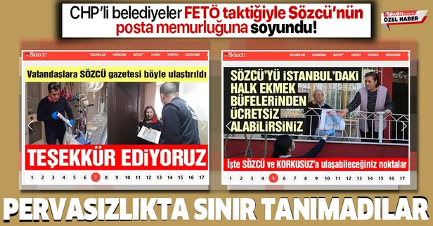 CHP'li belediyeler FETÖ taktiği ile Sözcü'nün "posta memurluğu"na soyundu! Sözcü pervasızlıkta sınır tanımadı