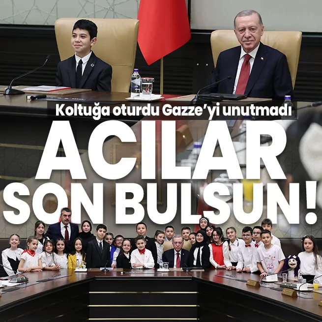 Başkan Erdoğandan 23 Nisan mesajı... Külliyeye gelen çocuklardan Gazze mesajı: Arkadaşlarımızın acısı son bulsun