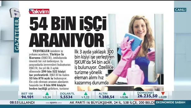 İŞKUR'da 54 bin işçi aranıyor