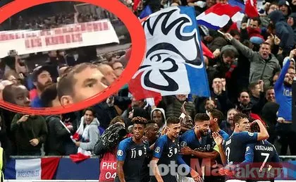 Fransa-Türkiye maçında tribünlerde provokatif pankart! UEFA’dan ceza gelecek mi?