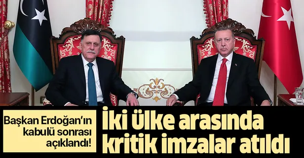 Başkan Erdoğan, Sarraj'ı kabul etti | Kabulde iki ayrı muhtıra imzalandı