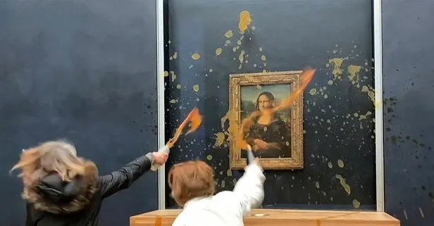 Van Gogh ve Monet’nin ardından şimdi de Leonardo Da Vinci hedefte! Protestocular Mona Lisa’ya çorba fırlattı