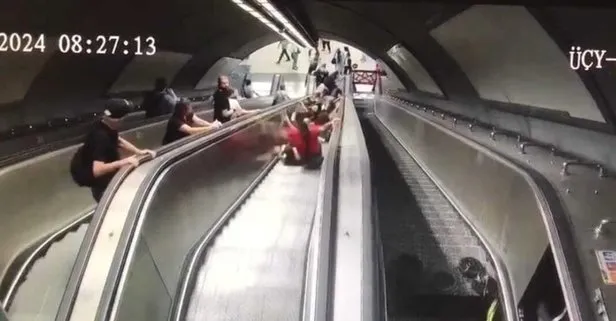 İzmir’deki yürüyen merdiven kazası kamerada! Üçyol İstasyonu’nda kabus anları