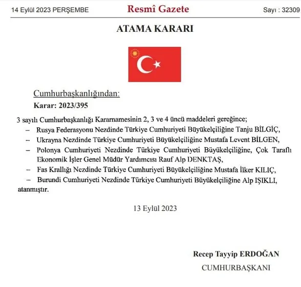 Büyükelçi atamaları Resmi Gazete'de yayımlandı! Rusya ve Ukrayna'ya yeni isim-2