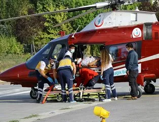 Ambulans helikopterle kurtarıldı