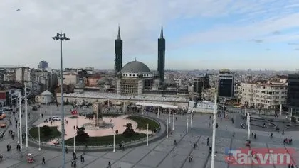 Taksim Camisi’nde son durum havadan görüntülendi