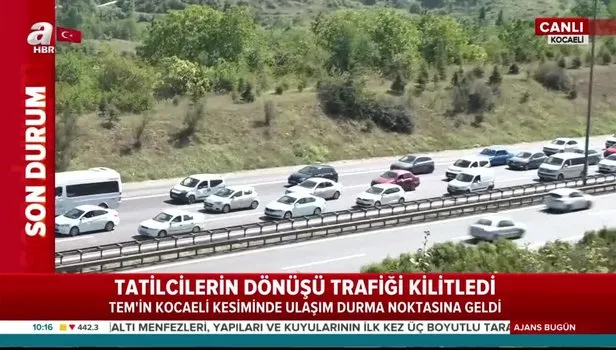 Tatilcilerin dönüşü trafiği kilitledi! TEM'in Kocaeli kesiminde ulaşım durma noktasında