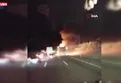Otobanda TIR yangını! Feci patlama kamerada!