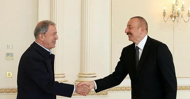 Son dakika: Milli Savunma Bakanı Hulusi Akar ve TSK komuta kademesi Aliyev’le görüştü