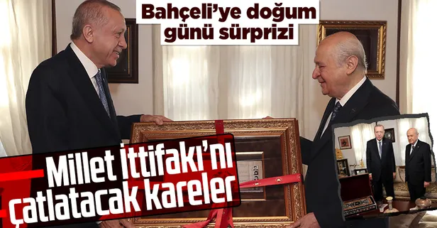 Başkan Erdoğan, MHP Genel Başkanı Bahçeli ile bir araya geldi! Erdoğan'dan Bahçeli'ye doğum günü hediyesi