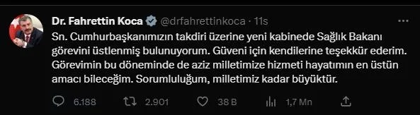 Cumhurbaşkanlığı Kabinesi'nin yeni bakanlarından teşekkür mesajı: "Türkiye Yüzyılı'nın şehirlerini hep birlikte inşa edeceğiz"-7