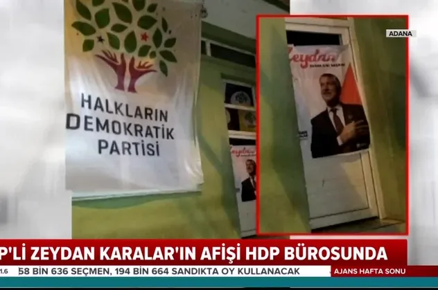 HDP binasına CHP’nin adayı Zeydan Karalar’ın afişi asıldı
