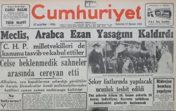 68 Yil Once Bugun Chp Nin Arapca Ezan Okuma Yasagi Kaldirildi Takvim