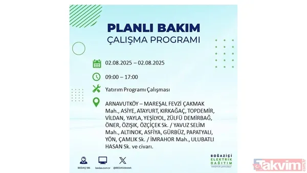 2 Ağustos İstanbul'da Elektrik Kesintisi Yaşanacak İlçe Ve Mahalleler