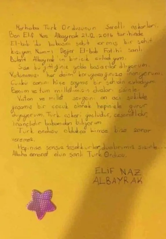 Şehit Binbaşı Bülent Albayrak'ın kızından duygusal mektup-1