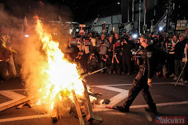 Tel Aviv yangın yeri! Katil Netanyahu karşıtı İsrailliler sokakları ateşe verdi - 4