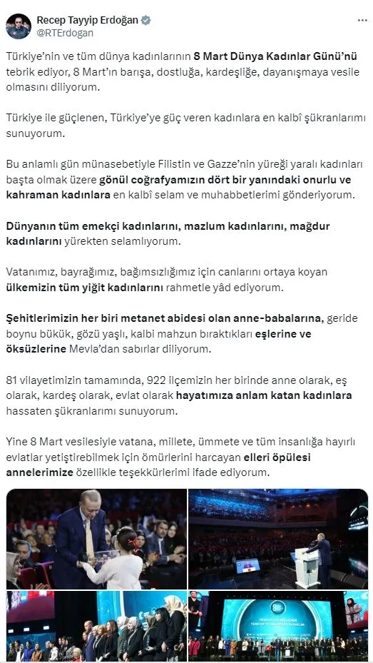 Başkan Erdoğan "Türkiye ile Güçlenen, Türkiye'ye Güç Veren Kadınlar Programı"nda konuştu | Ekrem İmamoğlu'nun kadınları hedef alan sözlerine tepki-12