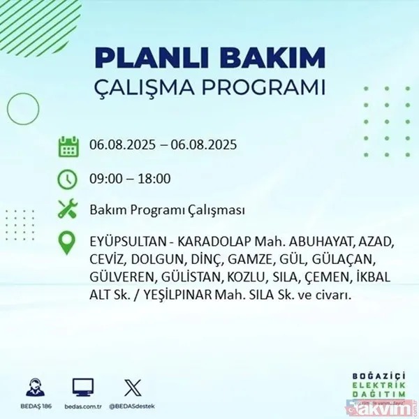 6 Ağustos İstanbul'da Elektrik Kesintisi Yaşanacak İlçeler