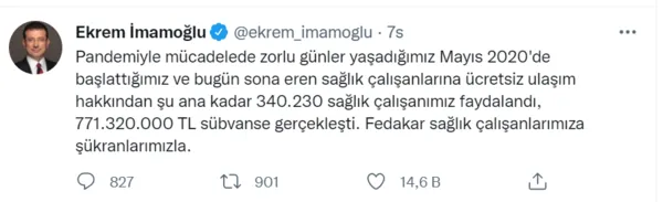 CHP'li İBB Başkanı İmamoğlu'ndan pes dedirten hareket! Veto ettiği sağlık çalışanlarına ücretsiz ulaşım için teşekkür etti-2