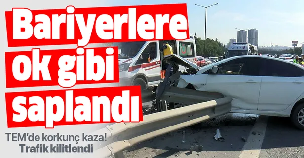 TEM'de feci kaza! 2'si polis 5 kişi yaralandı, trafik kilitlendi