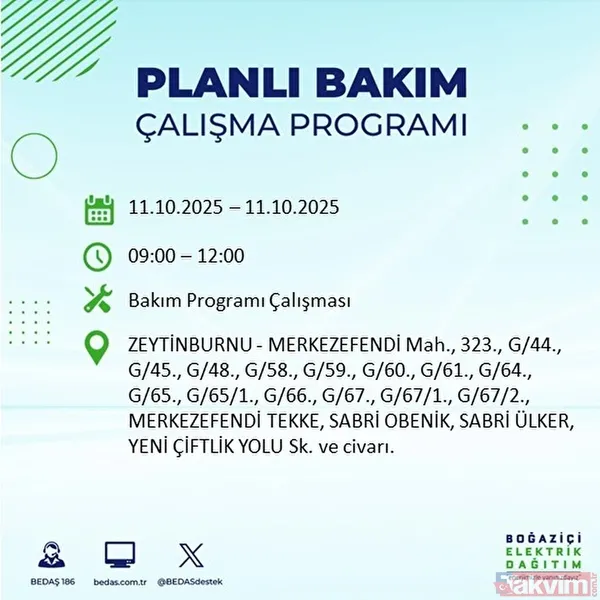 Evde elektrik ne zaman gelir? 11-12 EKİM İLÇE İLÇE LİSTE: İstanbul'da 9 saat yok - 18
