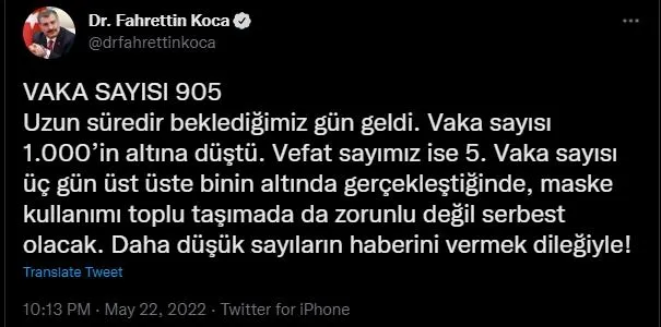 Son dakika: 22 Mayıs 2022 koronavirüs vaka ve vefat sayıları belli oldu-2