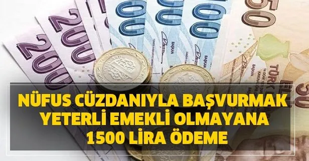 Nüfus cüzdanıyla başvurmak yeterli... Emekli olmayana 1500 lira ödeme