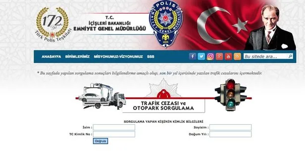 EGM trafik cezası sorgulama sayfası