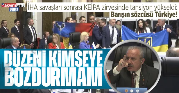 KEİPA zirvesinde Ukrayna'dan bayraklı protesto girişimi! TBMM Başkanı Mustafa Şentop müdahale etti