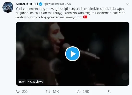 Murat Kekilli'den sosyal medyayı sallayan yerli otomobil şarkısı-1