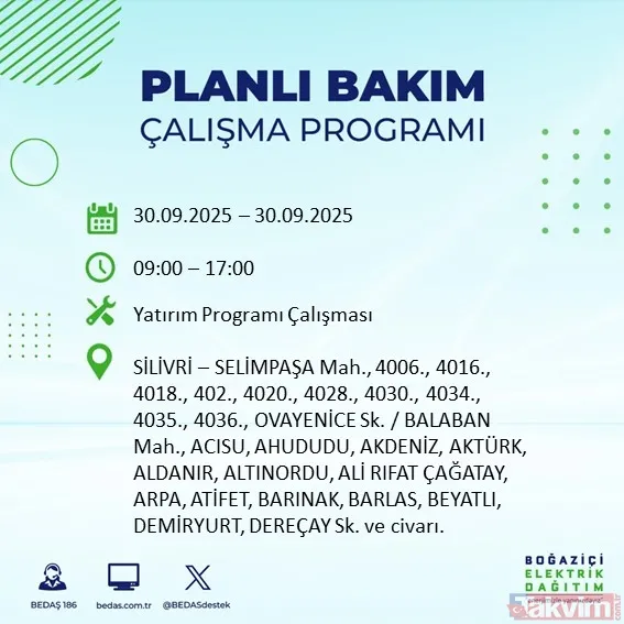İstanbul’un 23 ilçesinde elektrikler kesilecek! 30 Eylül 2025 BEDAŞ kesinti listesi - 13