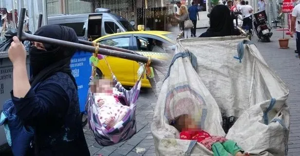 Taksim’de şoke eden olay! 4 aylık bebeğini kağıt toplama arabasına koydu