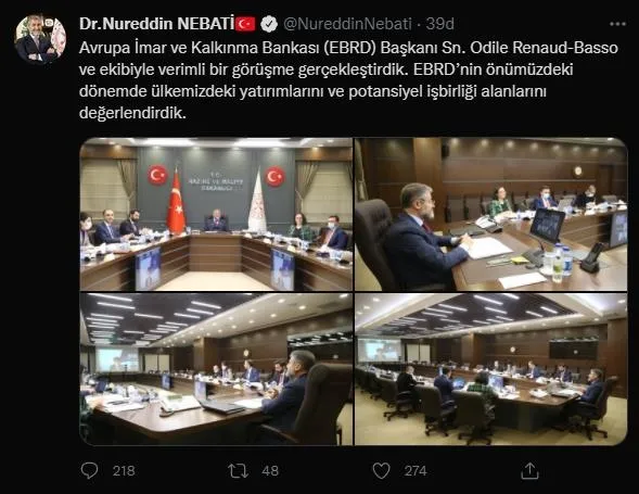 Bakan Nebati, Avrupa İmar ve Kalkınma Bankası Başkanı ile görüştü-1