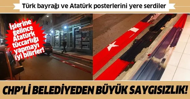 CHP'li belediyeden Türk bayrağına saygısızlık!